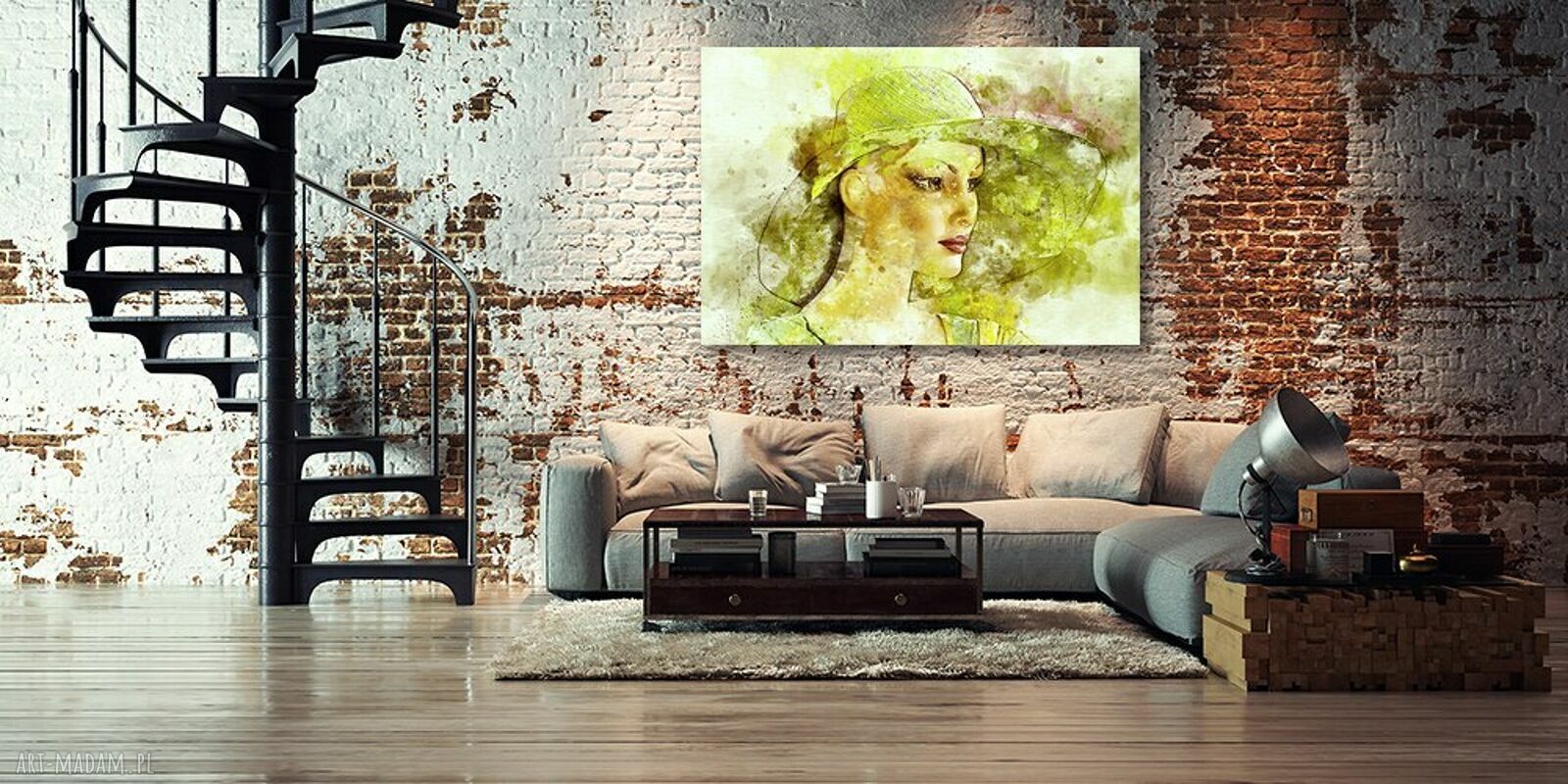 Obraz na płótnie z kobietą w kapeluszu 120x80 cm