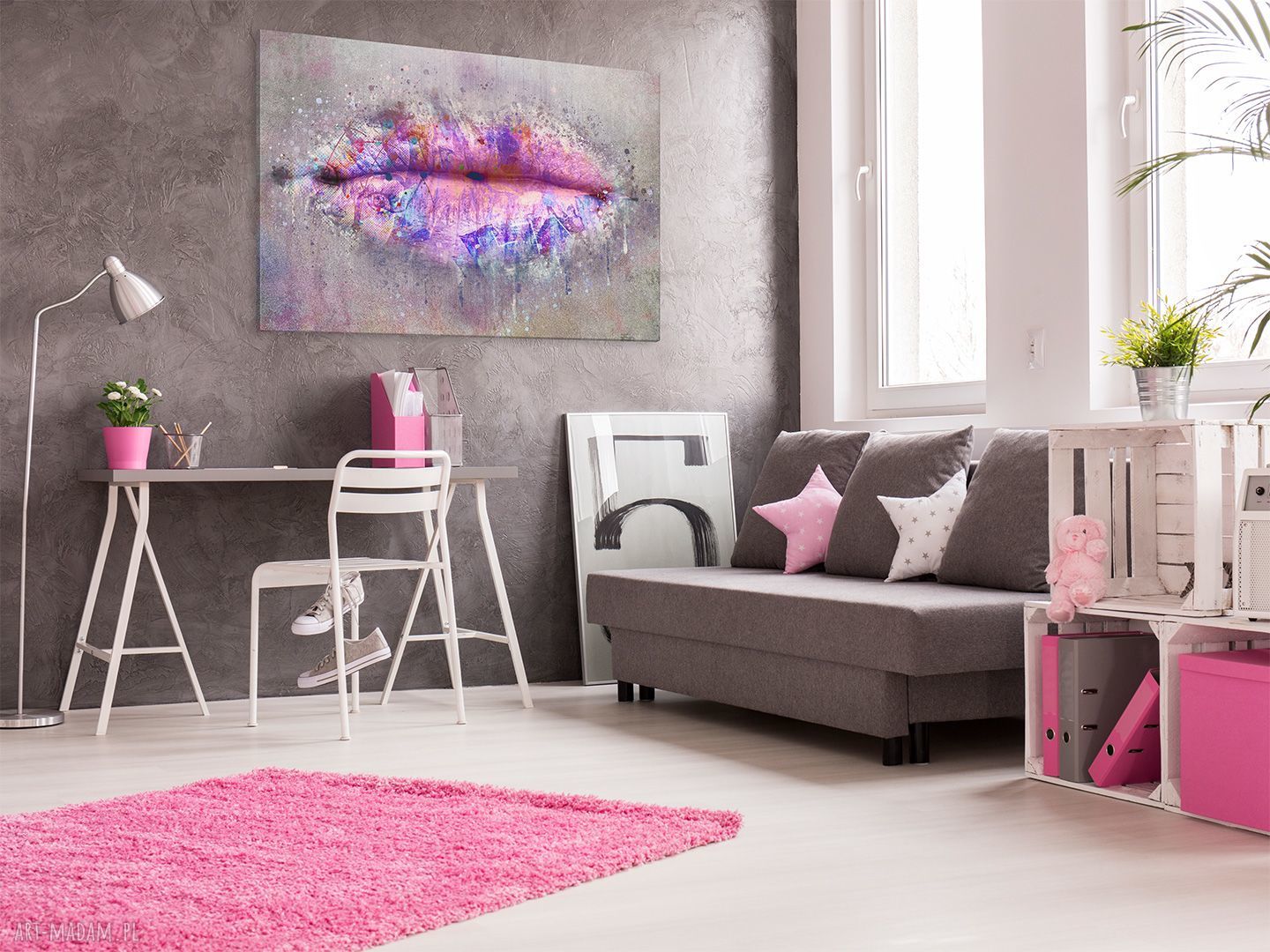 Obraz na płótnie Usta w różu i fiolecie 120x80 cm (71201) - autorski projekt Vaku dsgn