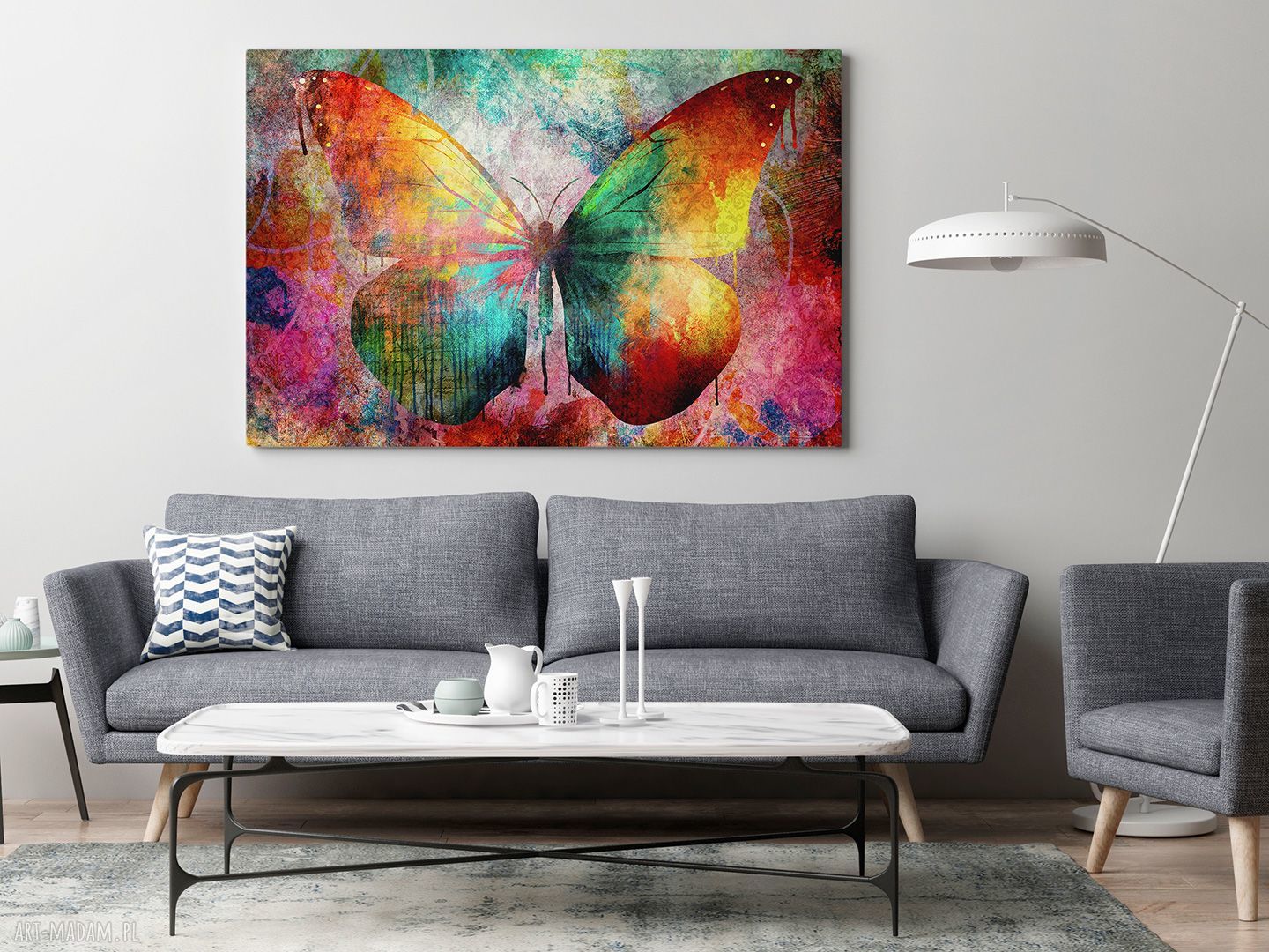 Kolorowy motyl - nowoczesny obraz na płótnie 120x80 cm