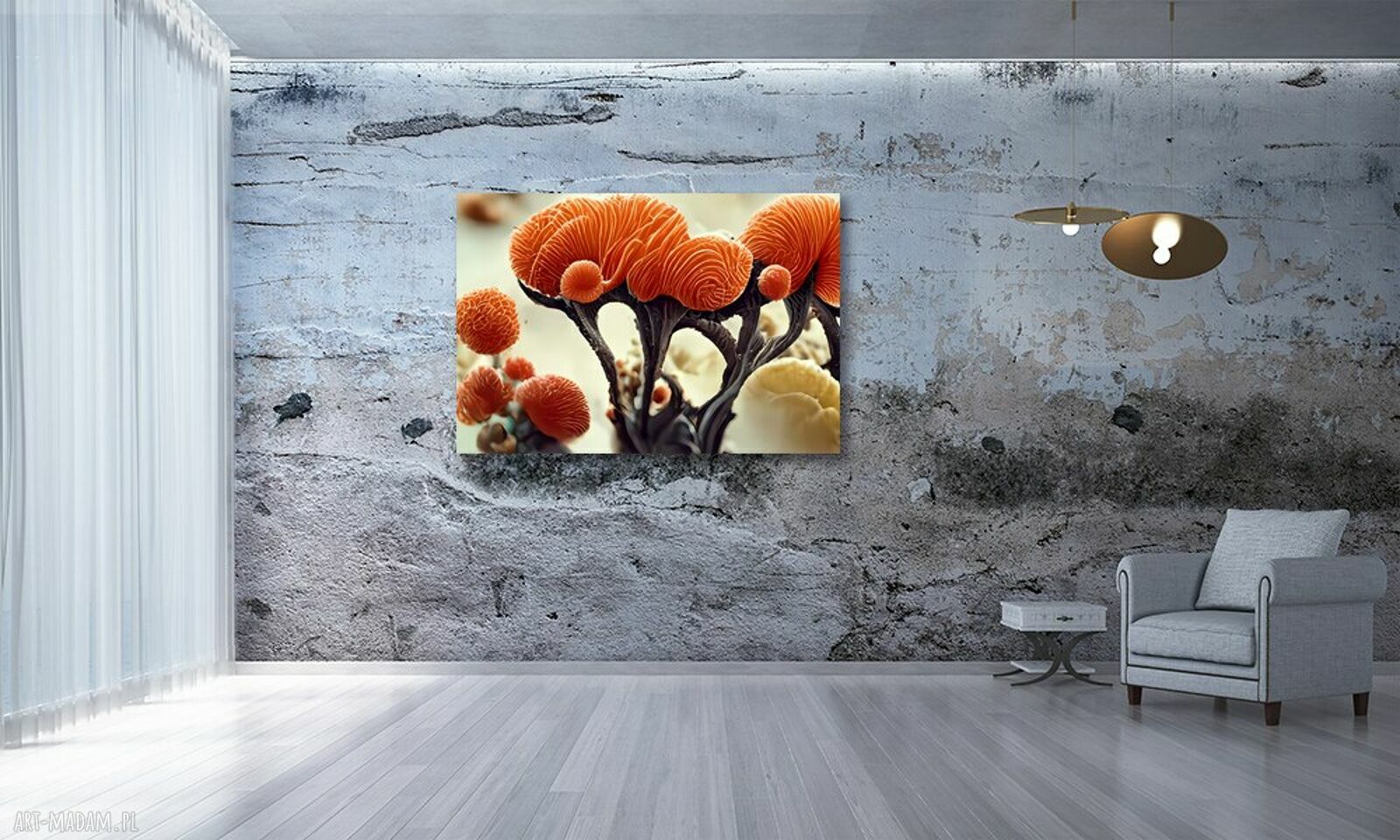 Obraz na płótnie Grzyby w lesie - nowoczesna abstrakcja 120x80 cm
