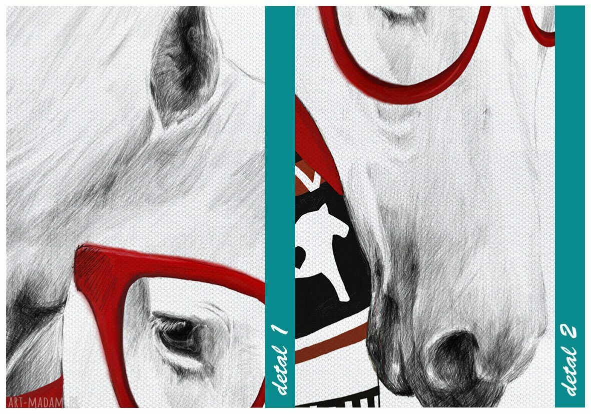Obraz na płótnie 60x80 cm „Koń w swetrze” - gotowy do zawieszenia