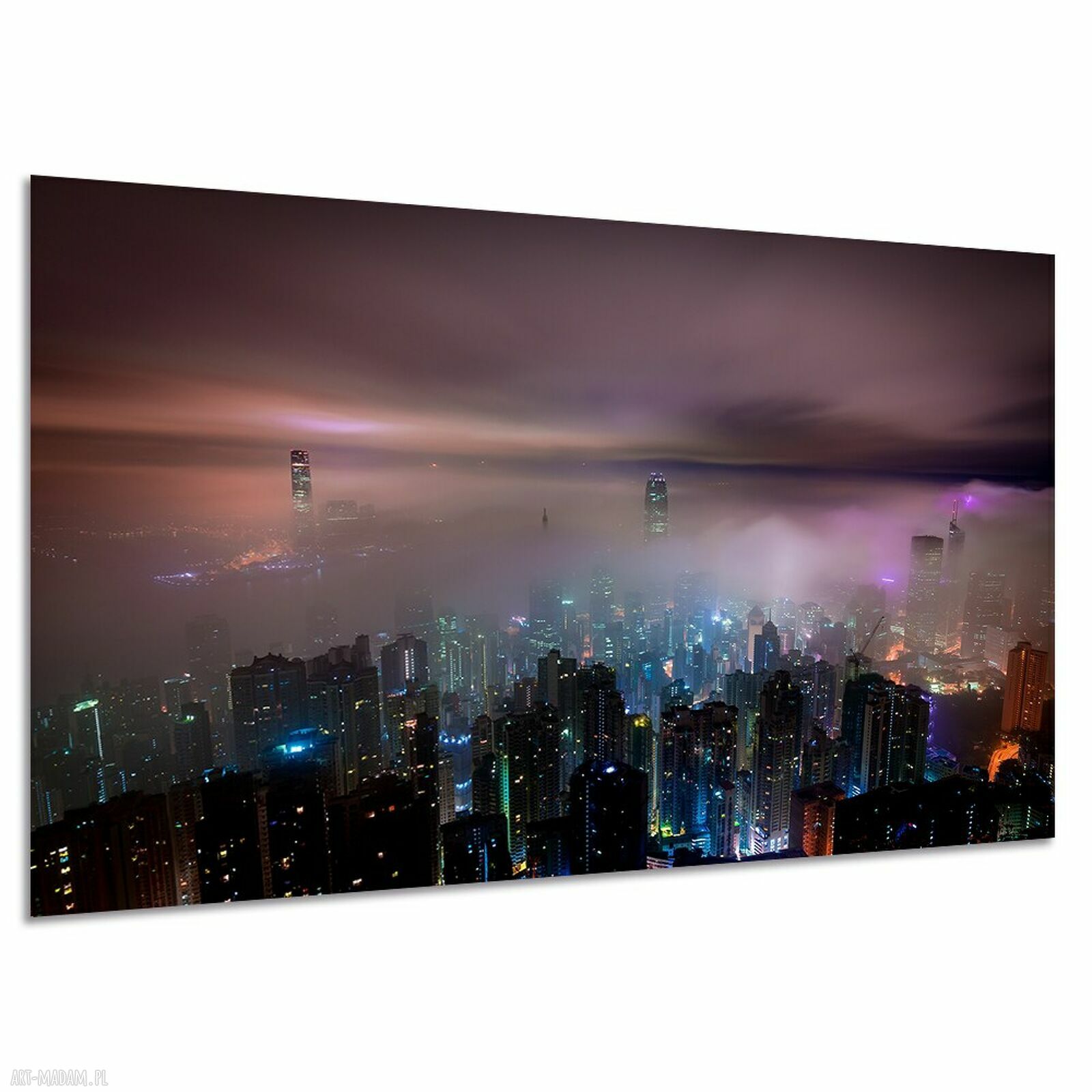 Obraz na płótnie Hongkong nocą - panorama wieżowców