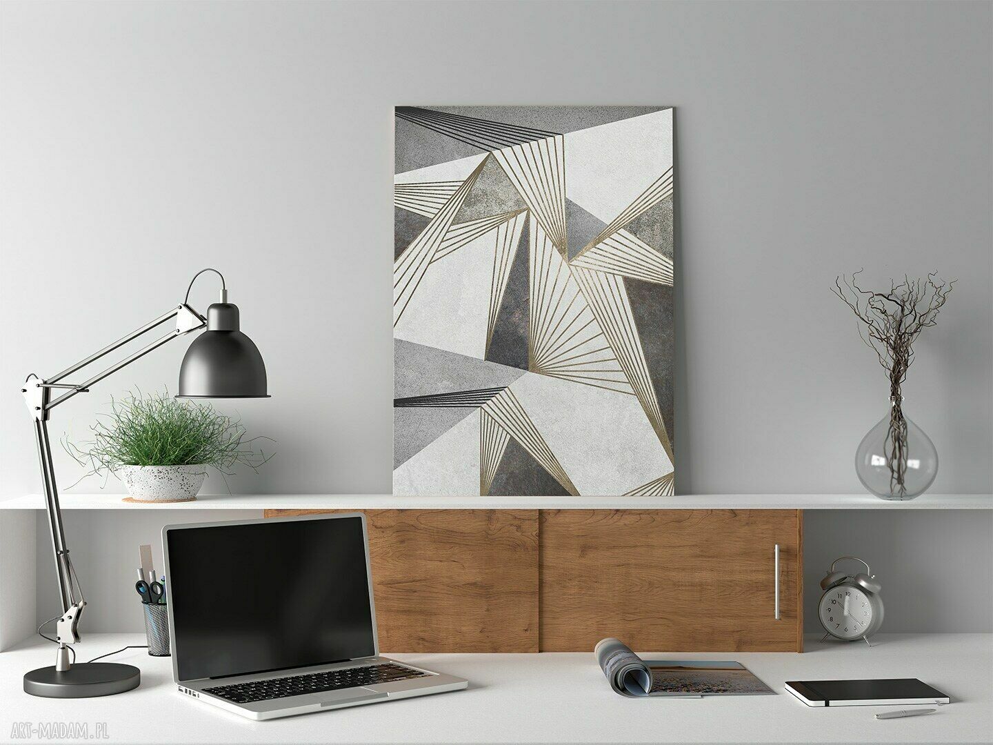 Obraz na płótnie industrialny - abstrakcja linii i kształtów w pionie 50x70 cm (Vaku dsgn)
