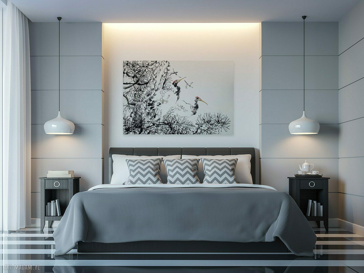 Obraz na płótnie - ŻURAWIE JAPONIA - 120x80 cm (61901)