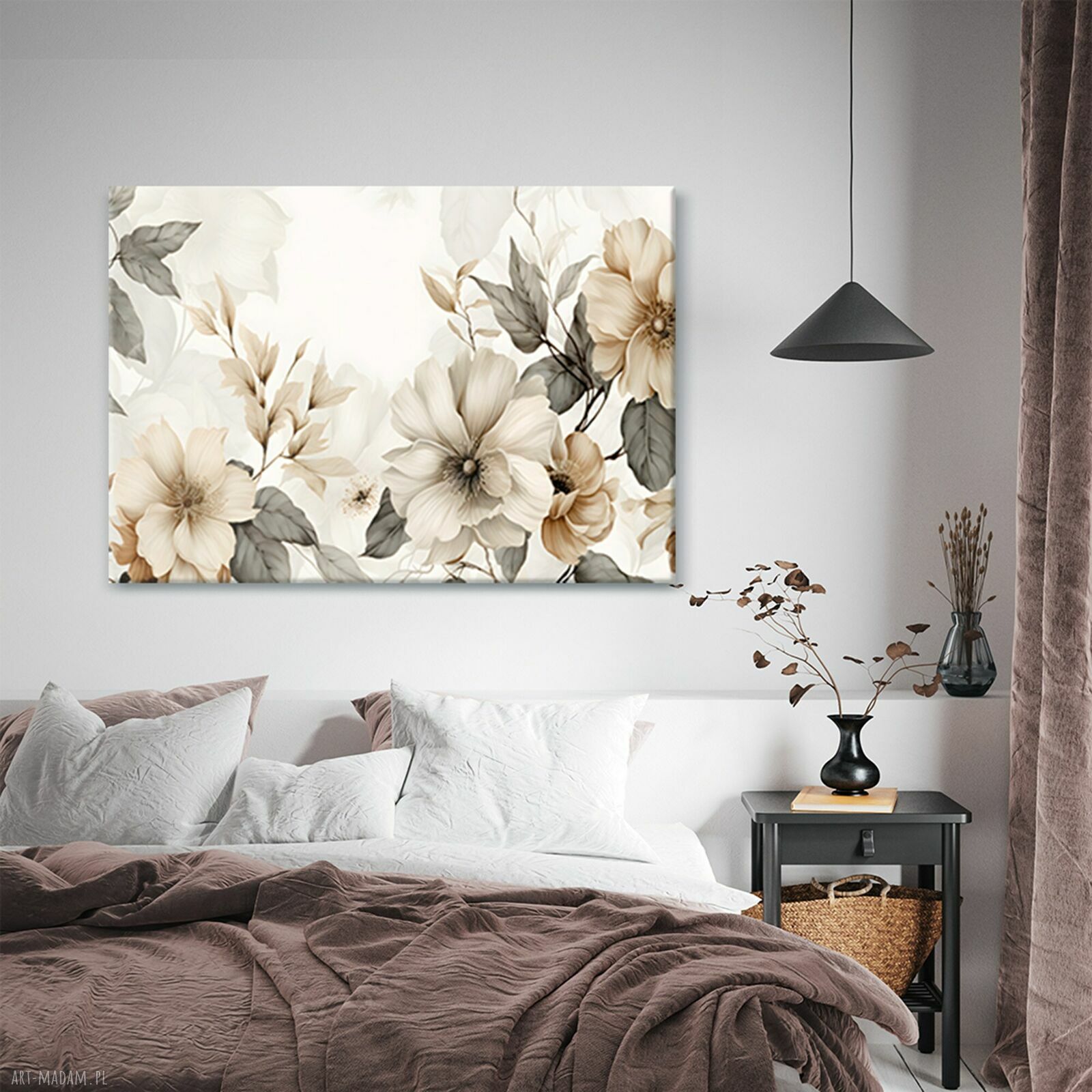 Kwiatowy obraz na płótnie 100x70 cm - kwiatowa dekoracja 1, gotowy do zawieszenia
