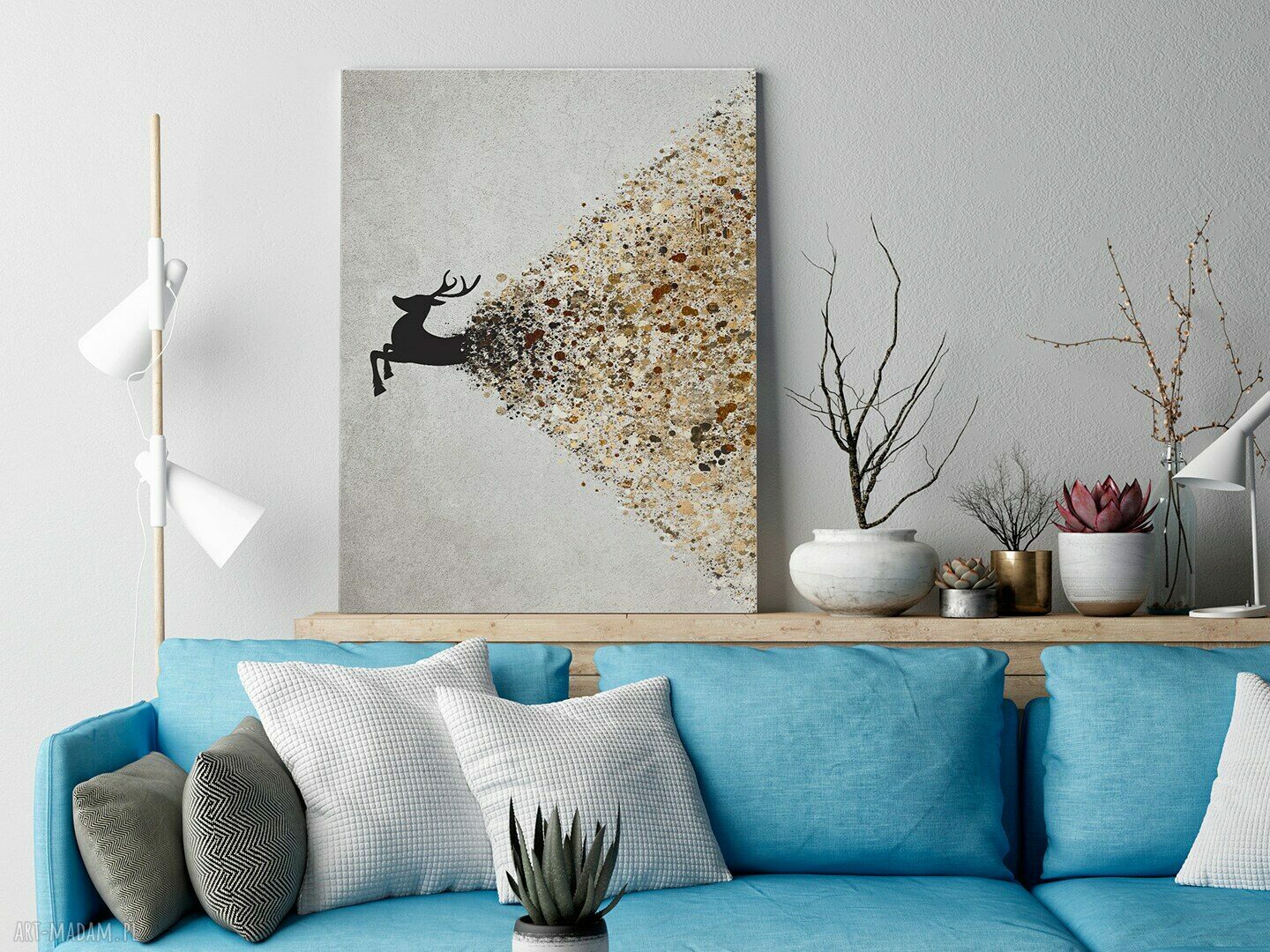 Obraz na płótnie Jeleń beżowy i brązowy w pionie 50x70 cm (49409)