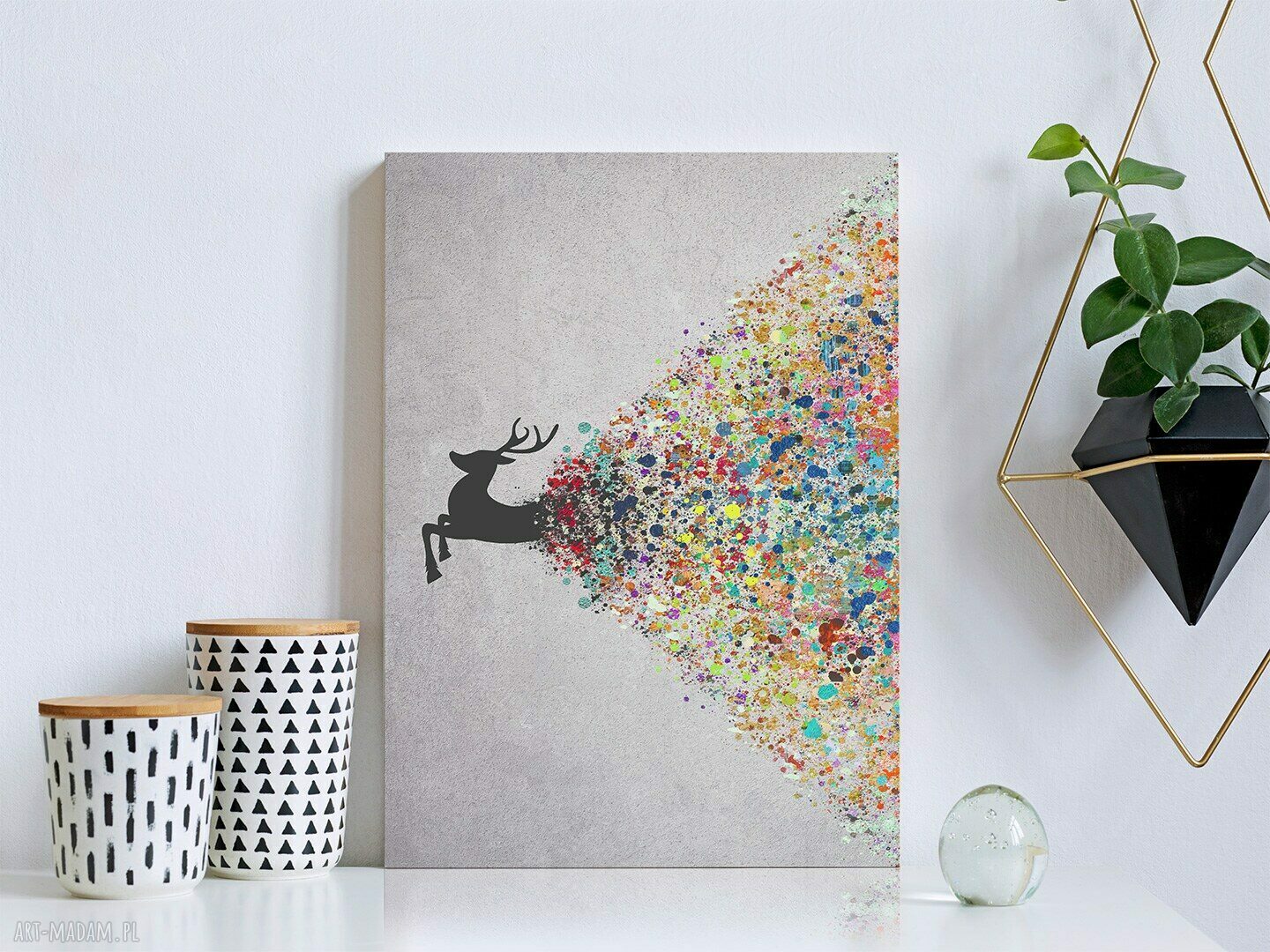 Obraz na płótnie Jeleń Kolory w Pionie 50x70 cm (49408)
