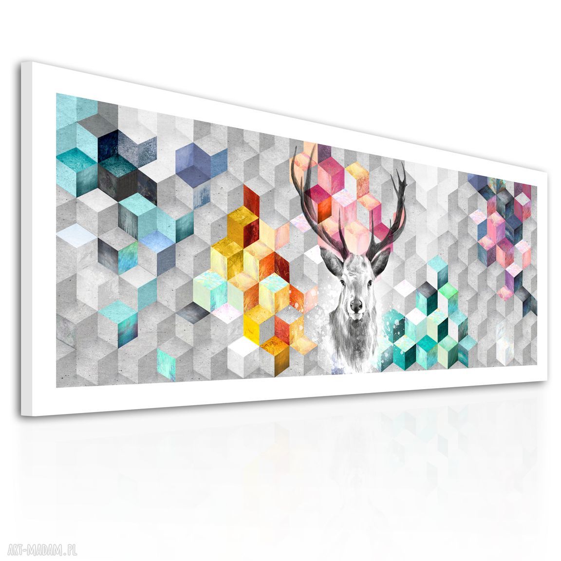 Obraz na płótnie 150x60 cm - Abstrakcja z Jeleniem 02152