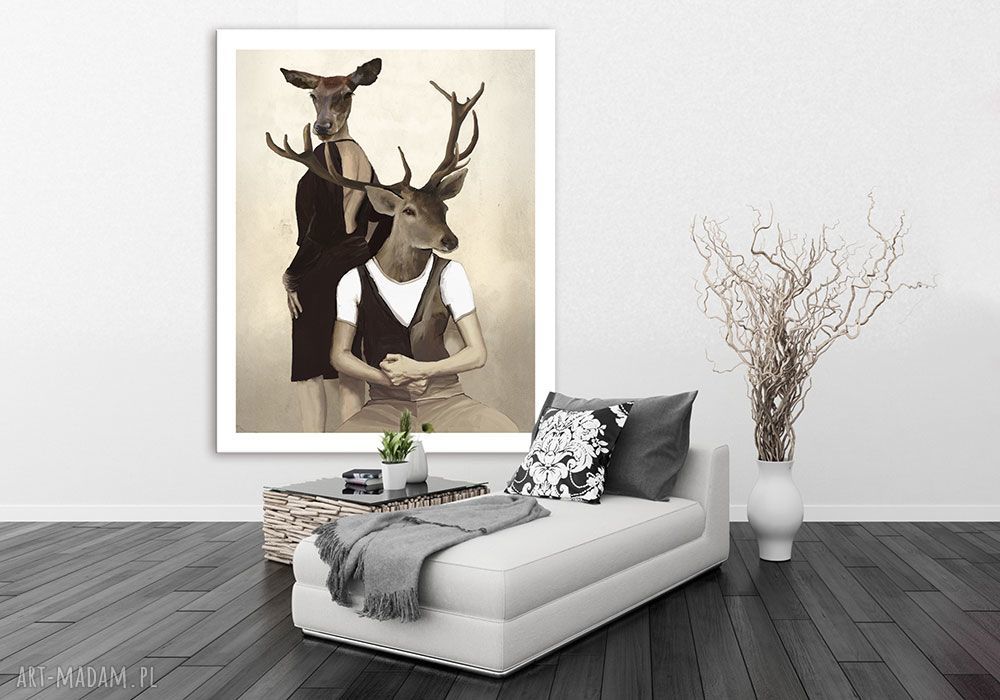 Obraz na płótnie 80x100 cm DEER LOVE 02127 - gotowy do powieszenia