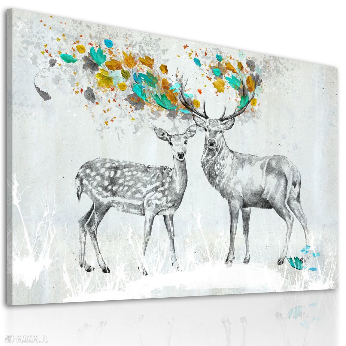 Obraz na płótnie 120x80 cm - Jelenie jesienią 02277, gotowy do zawieszenia