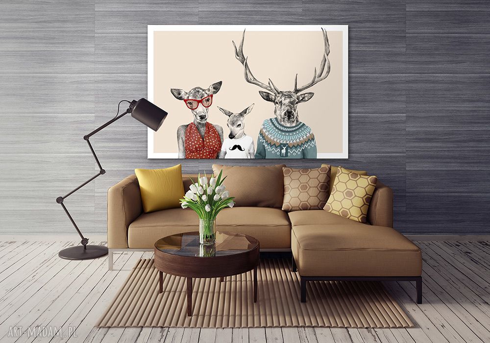 Nowoczesny obraz na płótnie 120x80 cm Rodzina jeleni - gotowy do powieszenia