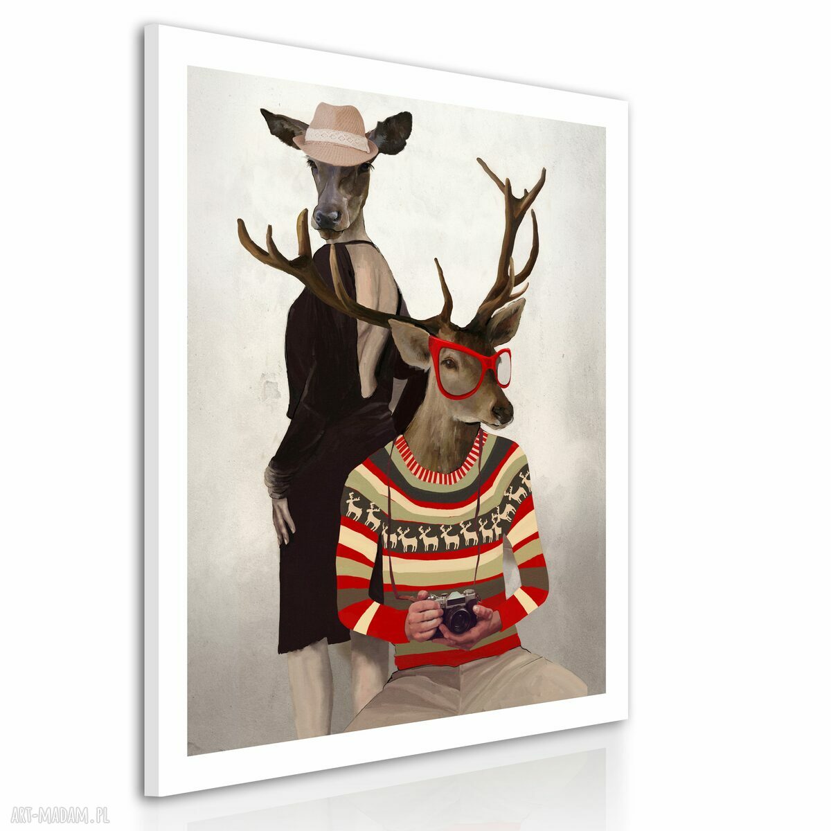 Obraz DEER LOVE 80x100 cm - jelenie, które ocieplą Twoje wnętrze