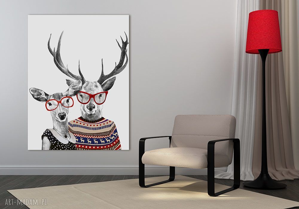 Obraz na płótnie 70x100cm JELNIE LOVE - wysyłka w 24h 0247