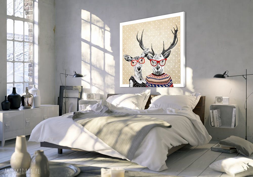 Obraz na płótnie 80x80 Jelenie Vintage - wysyłka w 24 h