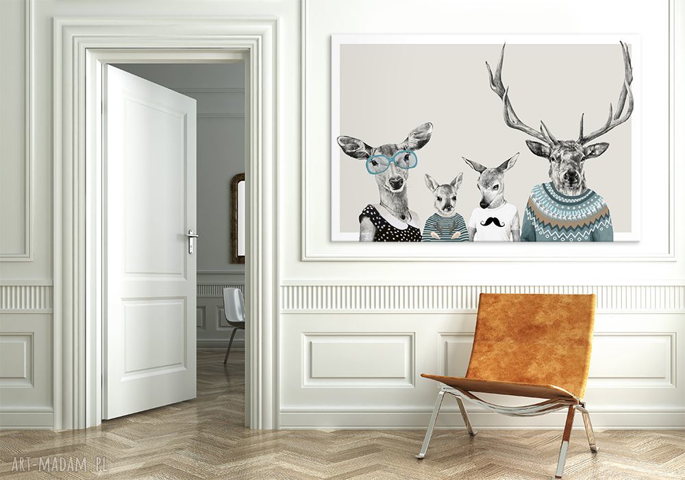 Obraz na płótnie 120x80 cm Rodzina Jeleni - nowoczesna dekoracja
