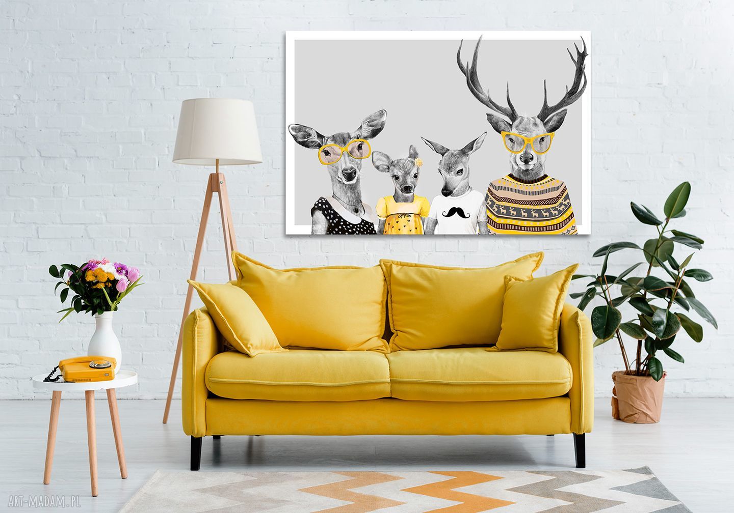 Obraz na płótnie 120x80 cm Rodzina Jeleni - rodzice, córka i syn