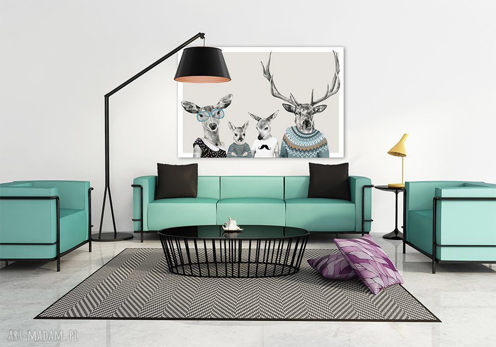 Obraz na płótnie 120x80 cm Rodzina Jeleni - nowoczesna dekoracja