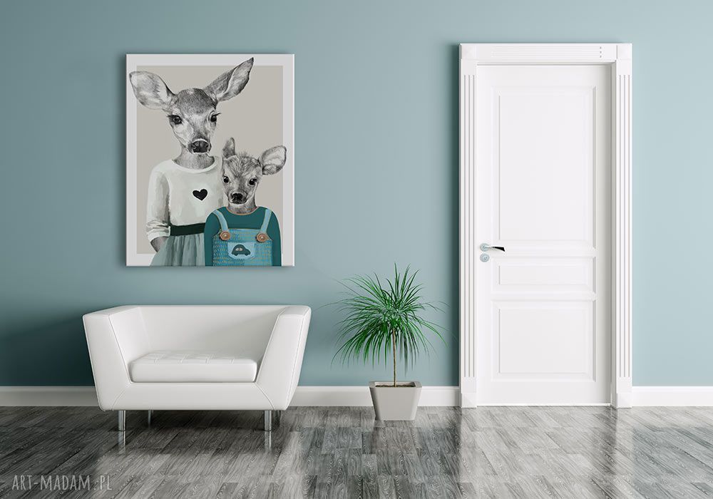 Obraz na płótnie 60x80 cm RODZEŃSTWO - jelenie - gotowy do powieszenia