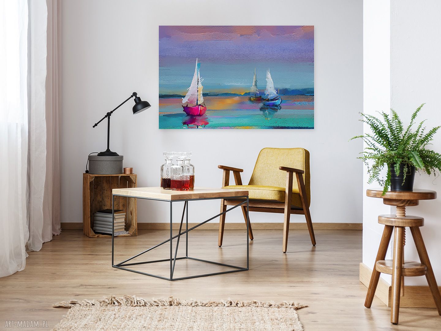 Obraz na płótnie z żaglówkami Mazury 120x80 cm - dekoracja żeglarstwo