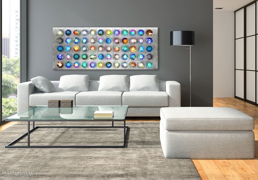 Abstrakcja Koła 147x60 cm - nowoczesny obraz na płótnie do wnętrz