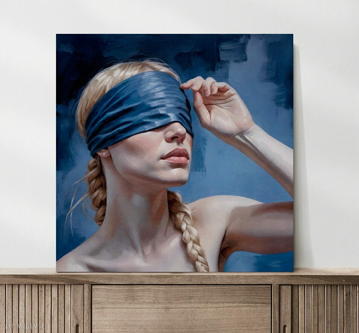 Obraz na płótnie "Kobieta tajemnica" dark blue - format 50x50 cm
