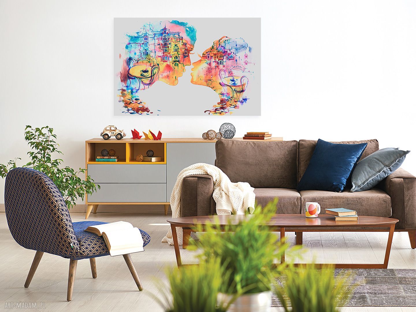 Pocałunek Restauracja - kolorowy obraz na płótnie 120x80 cm
