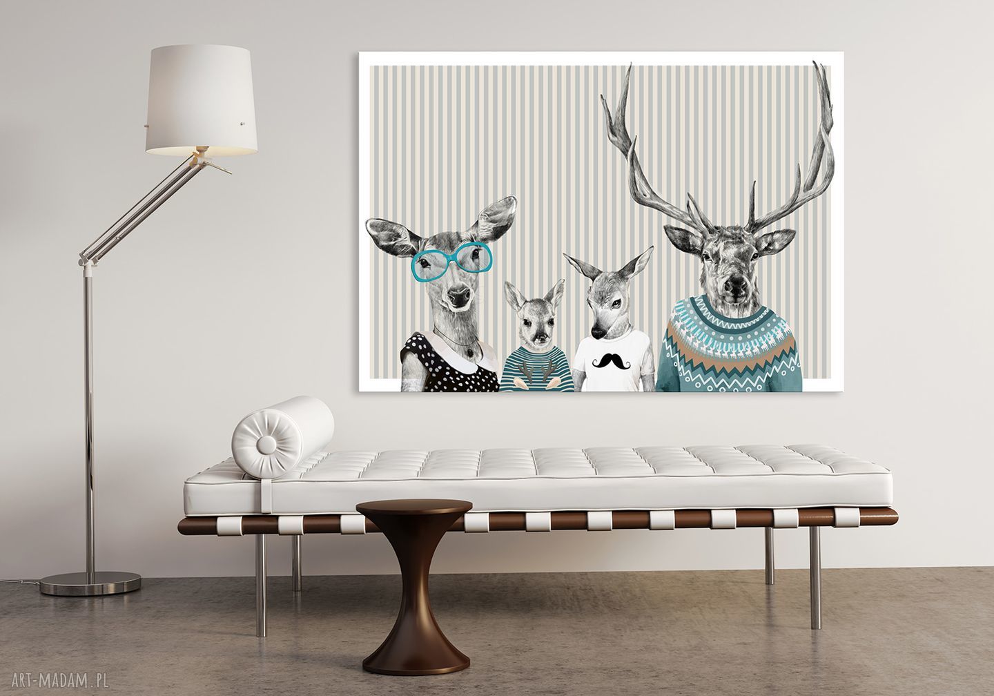 Obraz na płótnie Rodzina jeleni z dziećmi 120x80 cm - wysyłka w 24h 02333
