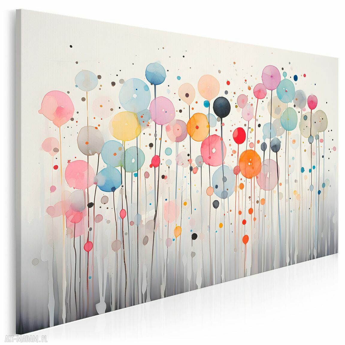 Abstrakcja kule, zacieki i kleksy na płótnie 120x80 cm (116801)