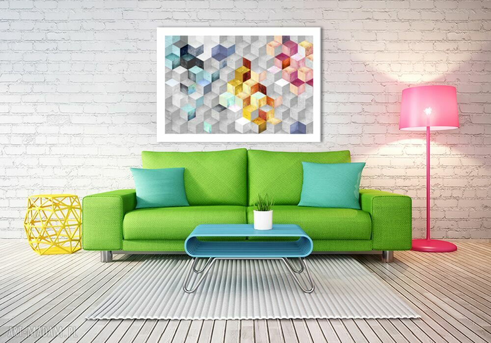 Nowoczesny obraz na płótnie 100x70 cm - abstrakcyjne sześciany