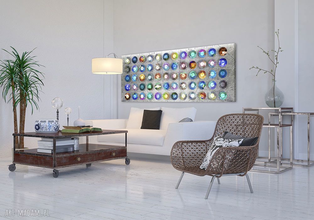 Abstrakcja Koła 147x60 cm - nowoczesny obraz na płótnie do wnętrz
