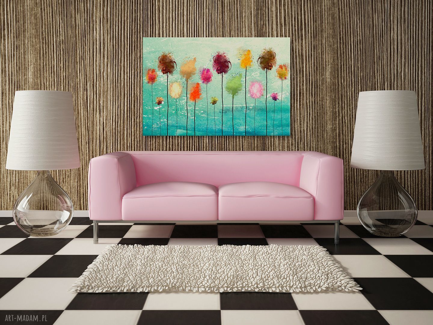 Kolorowy obraz z abstrakcją 120x80 cm - turkusowe kształty Vaku dsgn