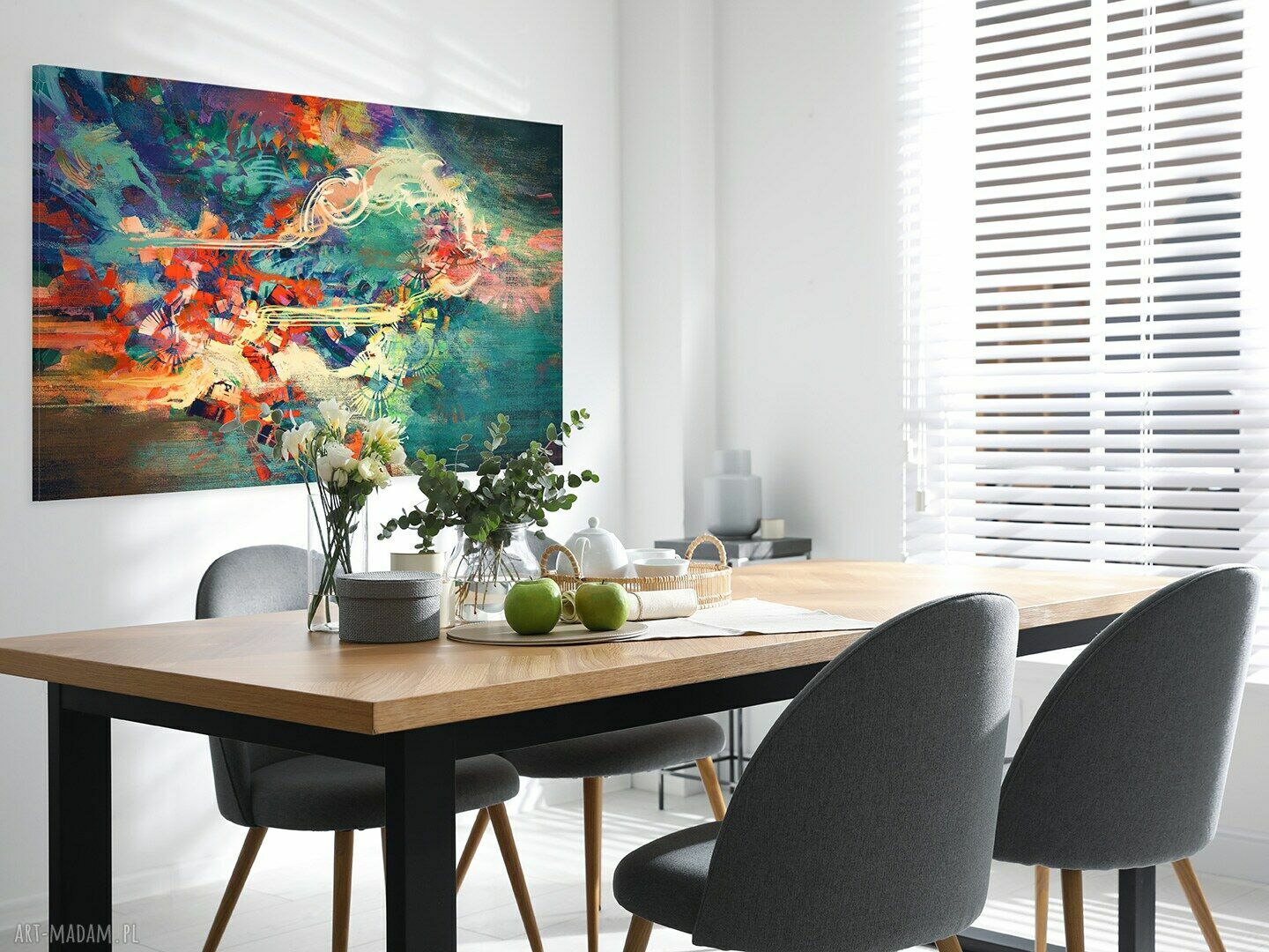 Kolorowa nowoczesna abstrakcja na płótnie 120x80 cm (22201)
