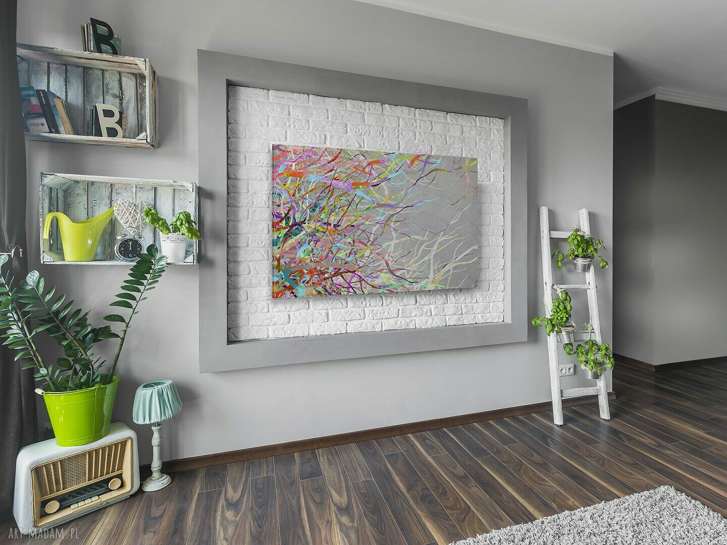 Abstrakcja gałęzi - kolorowy obraz na płótnie 120x80 cm