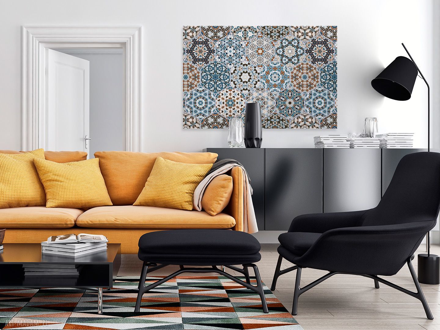 Obraz na płótnie w heksagony - marokański wzór 120x80 cm