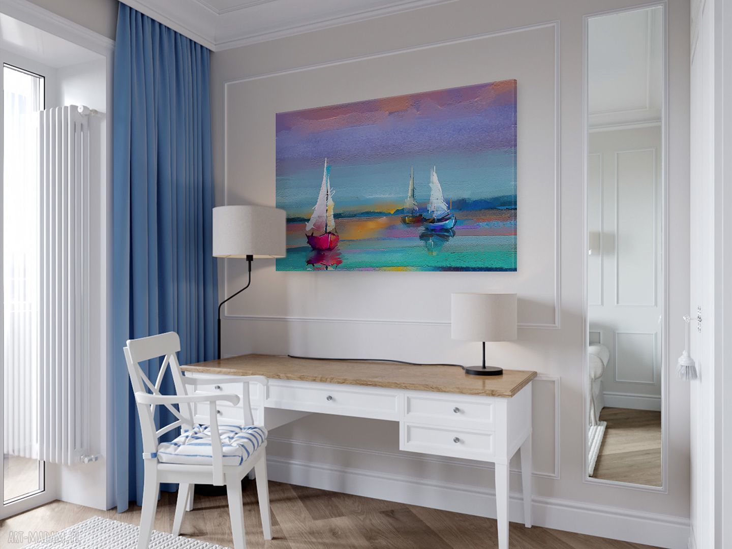 Obraz na płótnie z żaglówkami Mazury 120x80 cm - dekoracja żeglarstwo