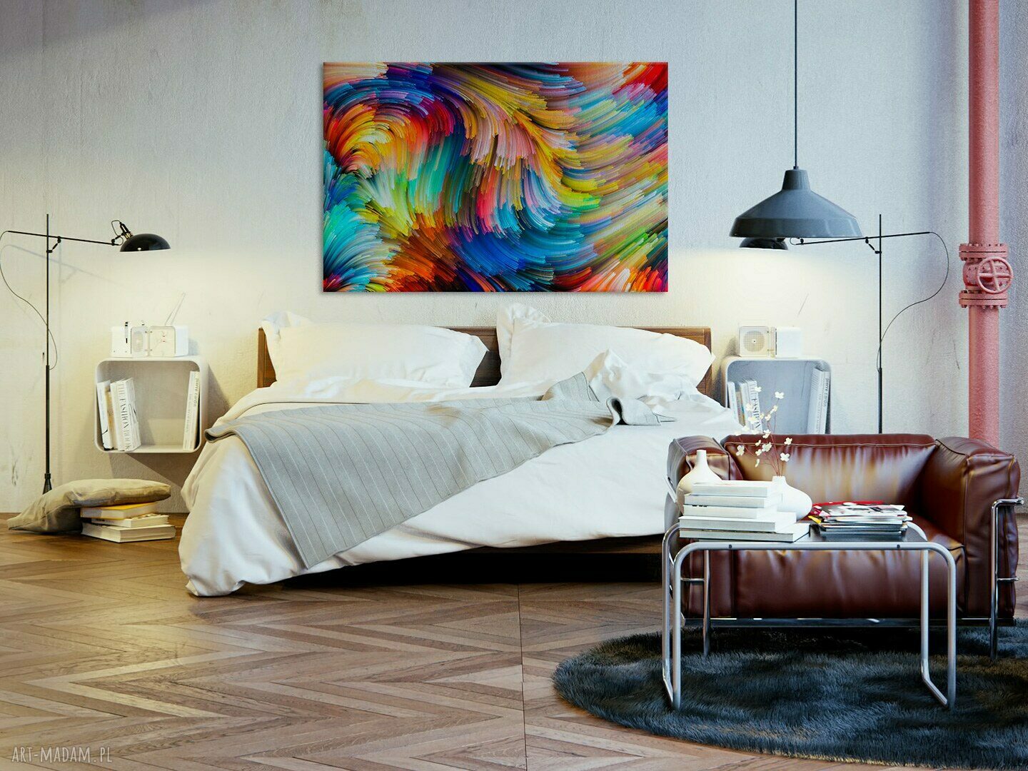 Kolorowe Linie - nowoczesny obraz na płótnie 150x100 cm