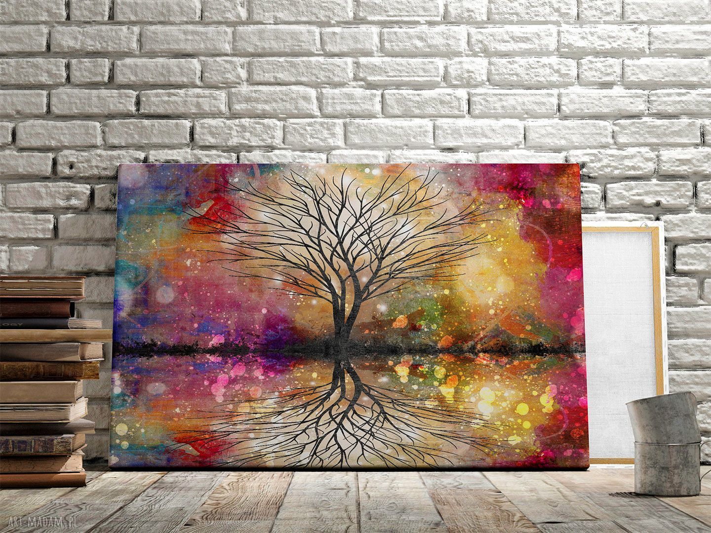 Kolorowe drzewo na płótnie 120x80 cm - autorski obraz Vaku dsgn