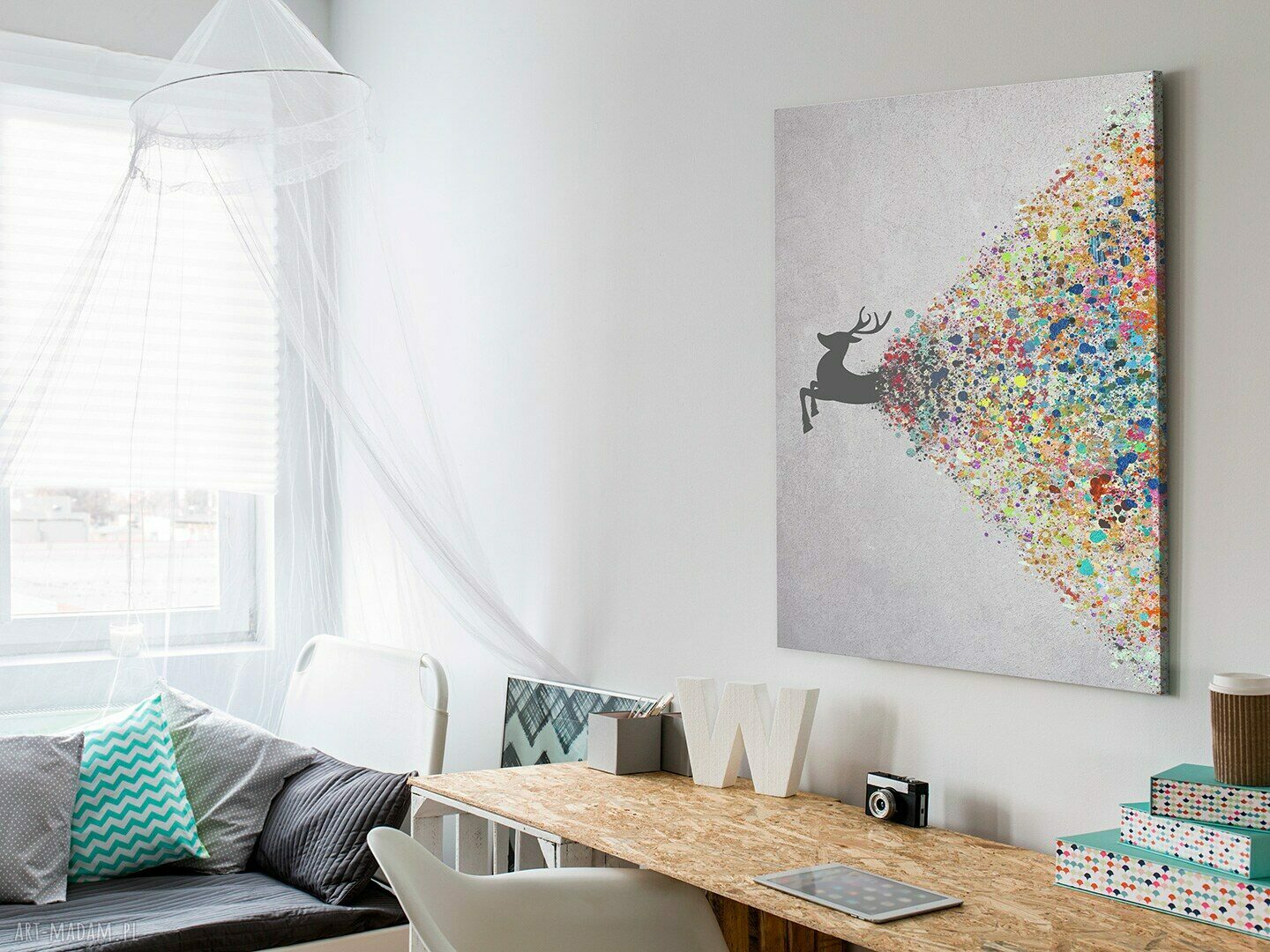 Obraz na płótnie Jeleń Kolory w Pionie 50x70 cm (49408)