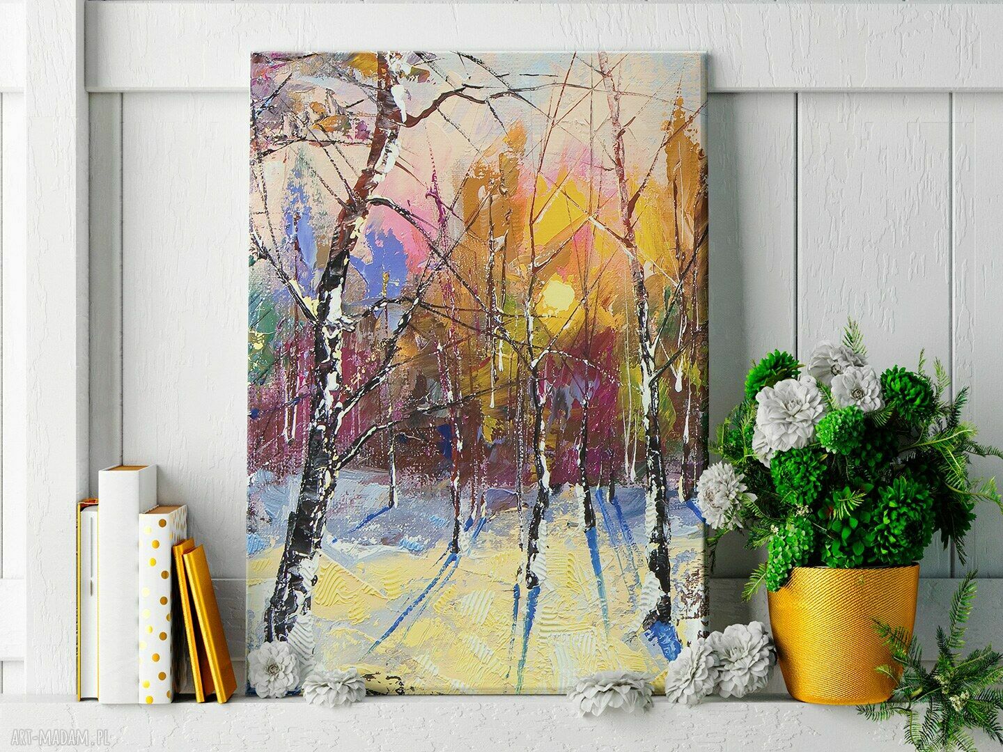 Obraz na płótnie ZIMOWY LAS DRZEWA - w pionie 50x70 cm (62604)