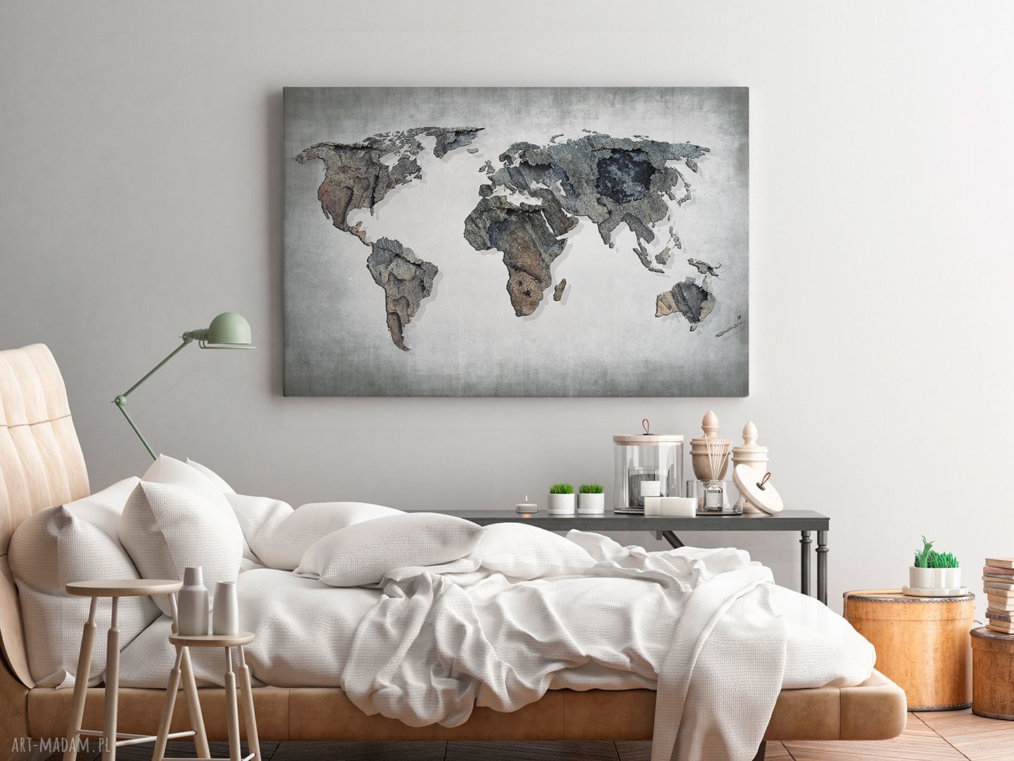 Obraz na płótnie Mapa Świata Beton 120x80 cm