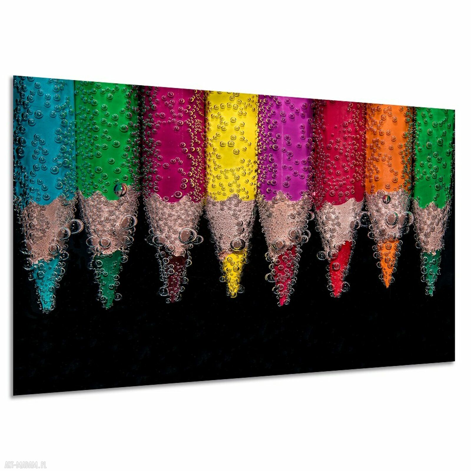 Kolorowy obraz na płótnie Kredki i krople wody 120x80 cm