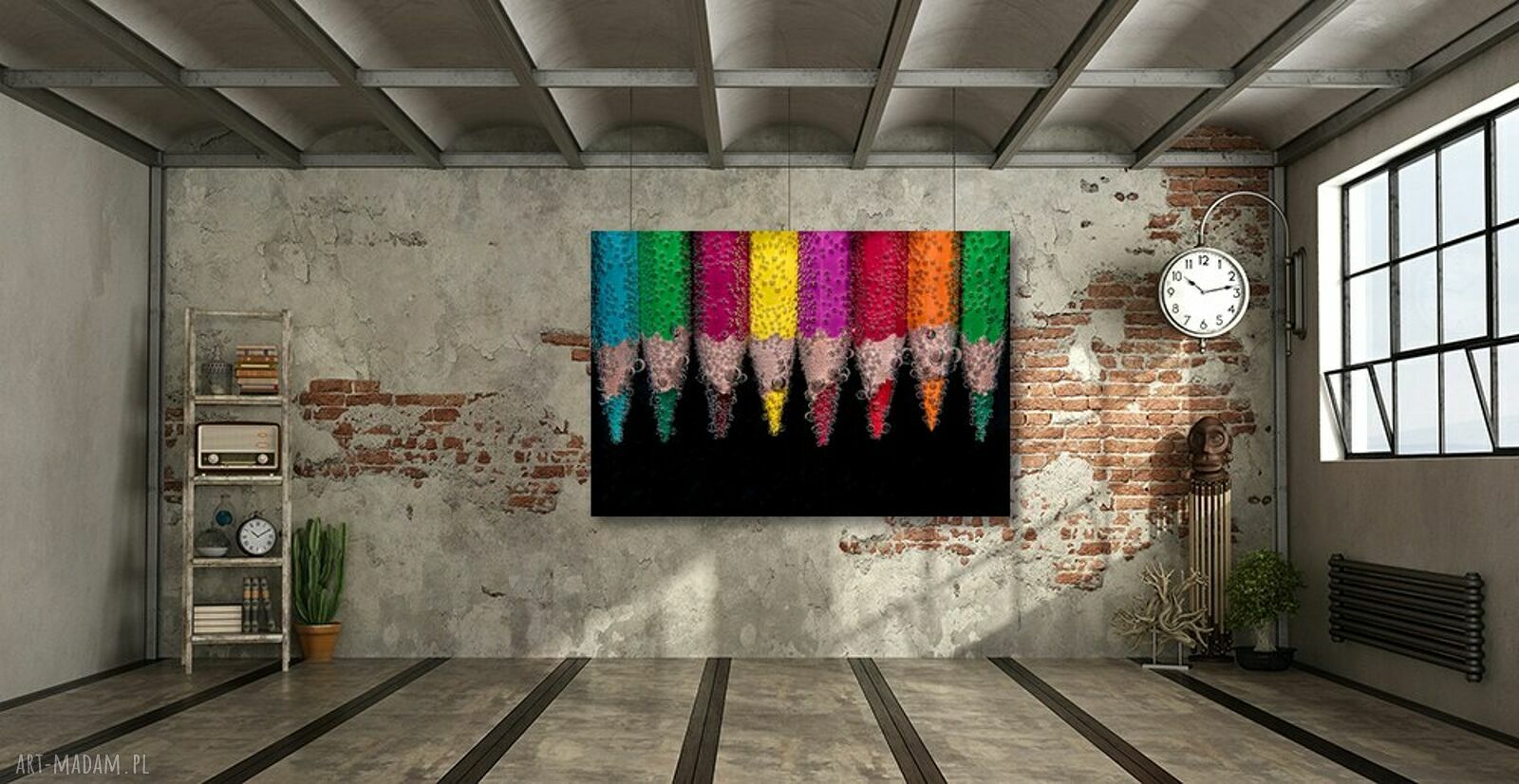 Kolorowy obraz na płótnie Kredki i krople wody 120x80 cm