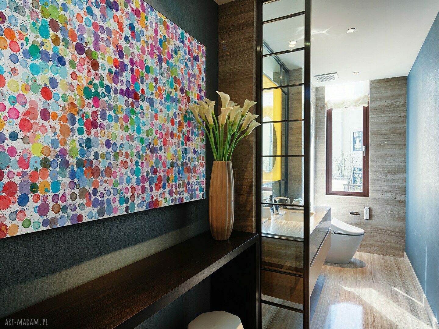 Kolory kropki plamki - obraz na płótnie 120x80 cm (Vaku dsgn)
