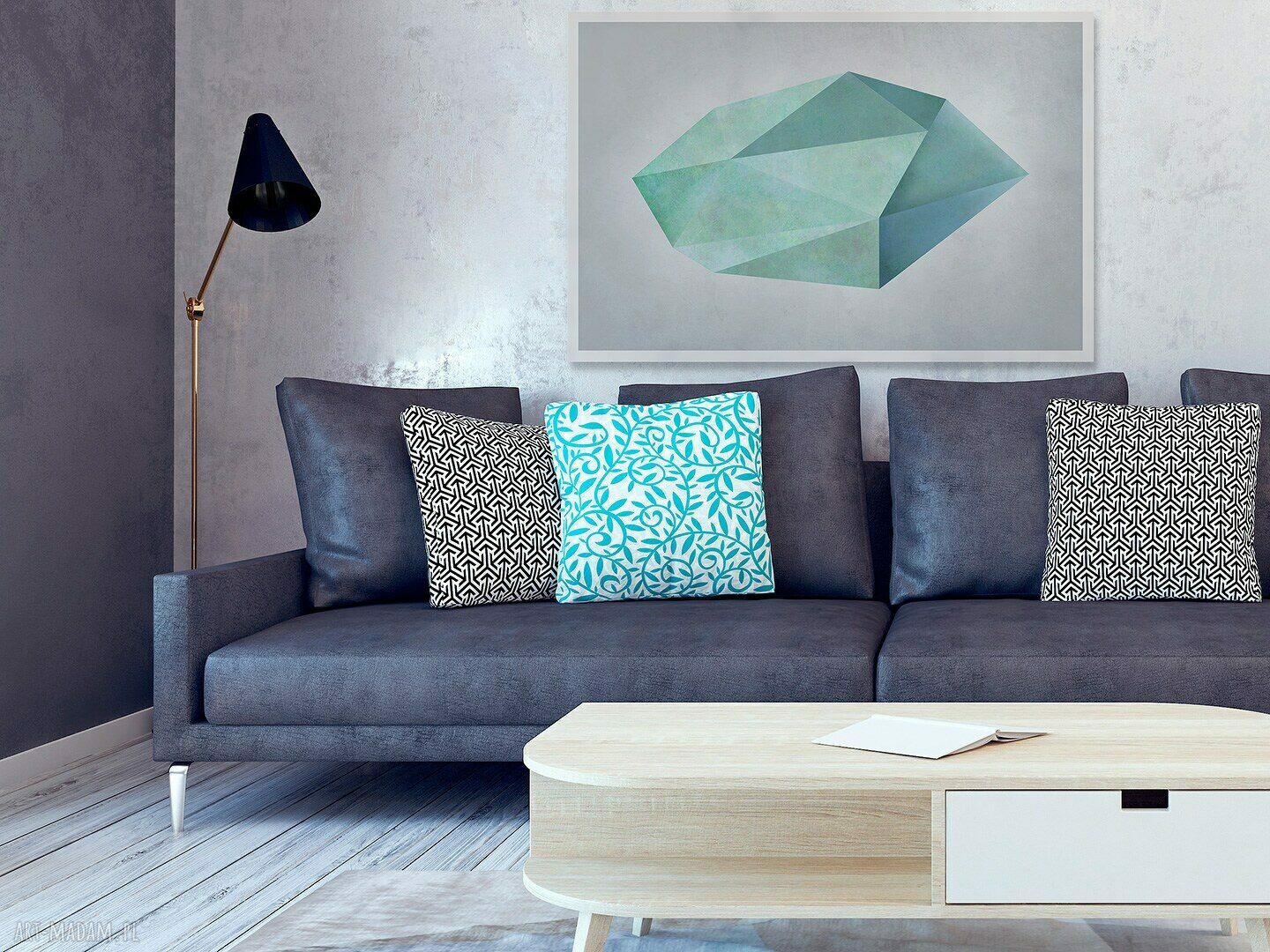 Obraz na płótnie - KSZTAŁT TURKUS MINIMALIZM - 120x80 cm (48401)