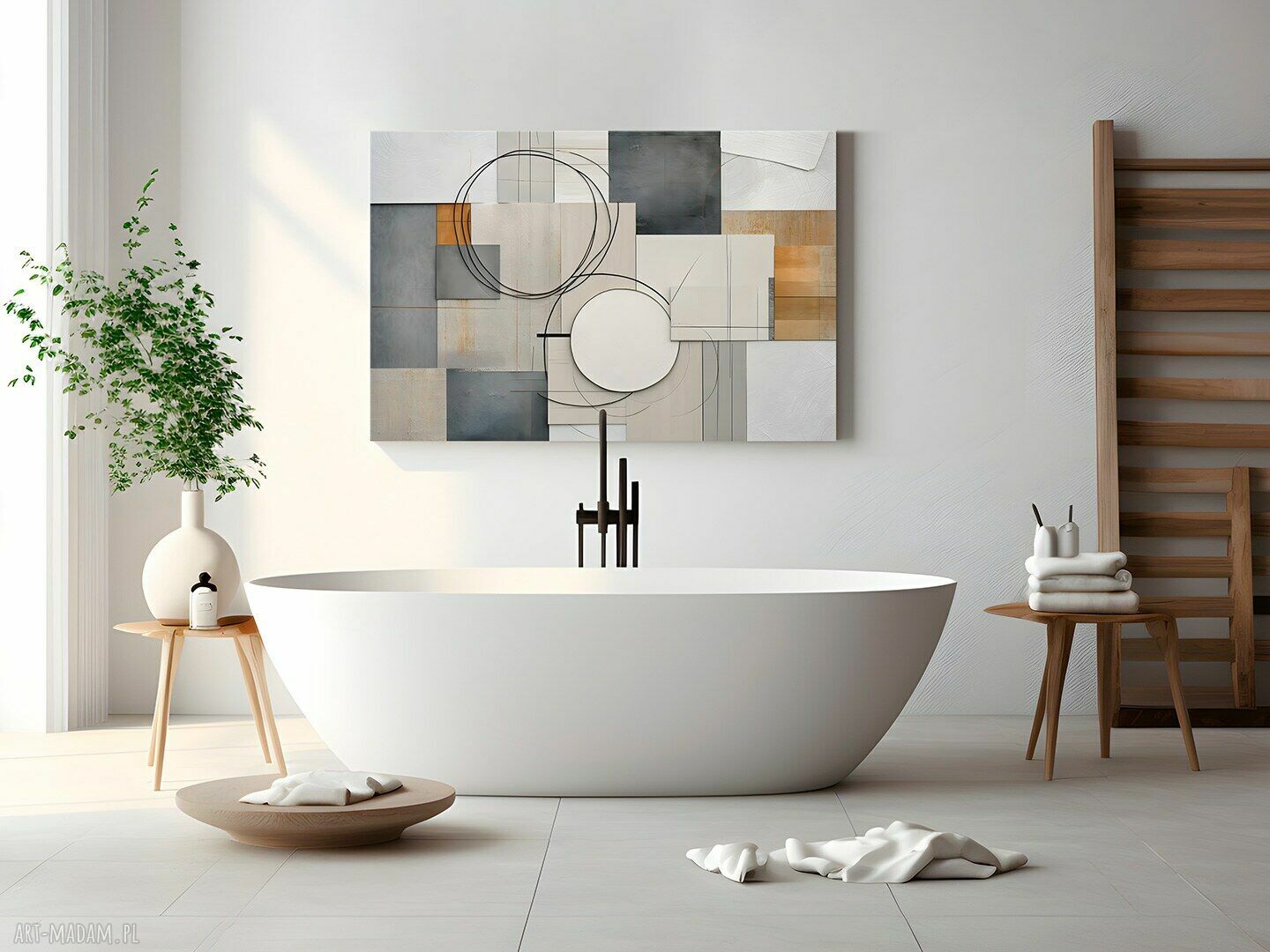 Nowoczesny obraz na płótnie z szarymi kołami geometrycznymi 120x80 cm