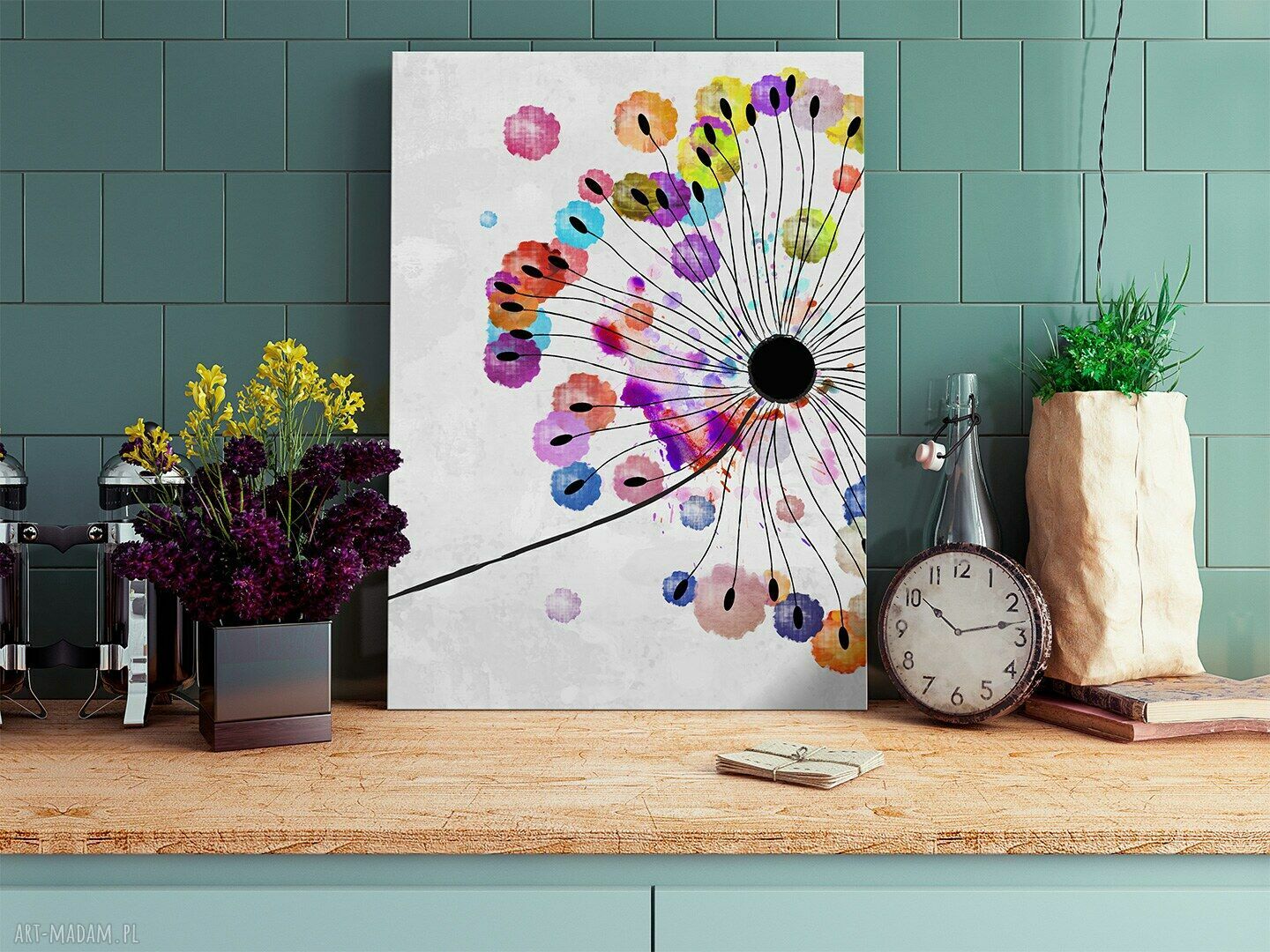 Obraz na płótnie Dmuchawiec kolorowy w pionie 50x70 cm