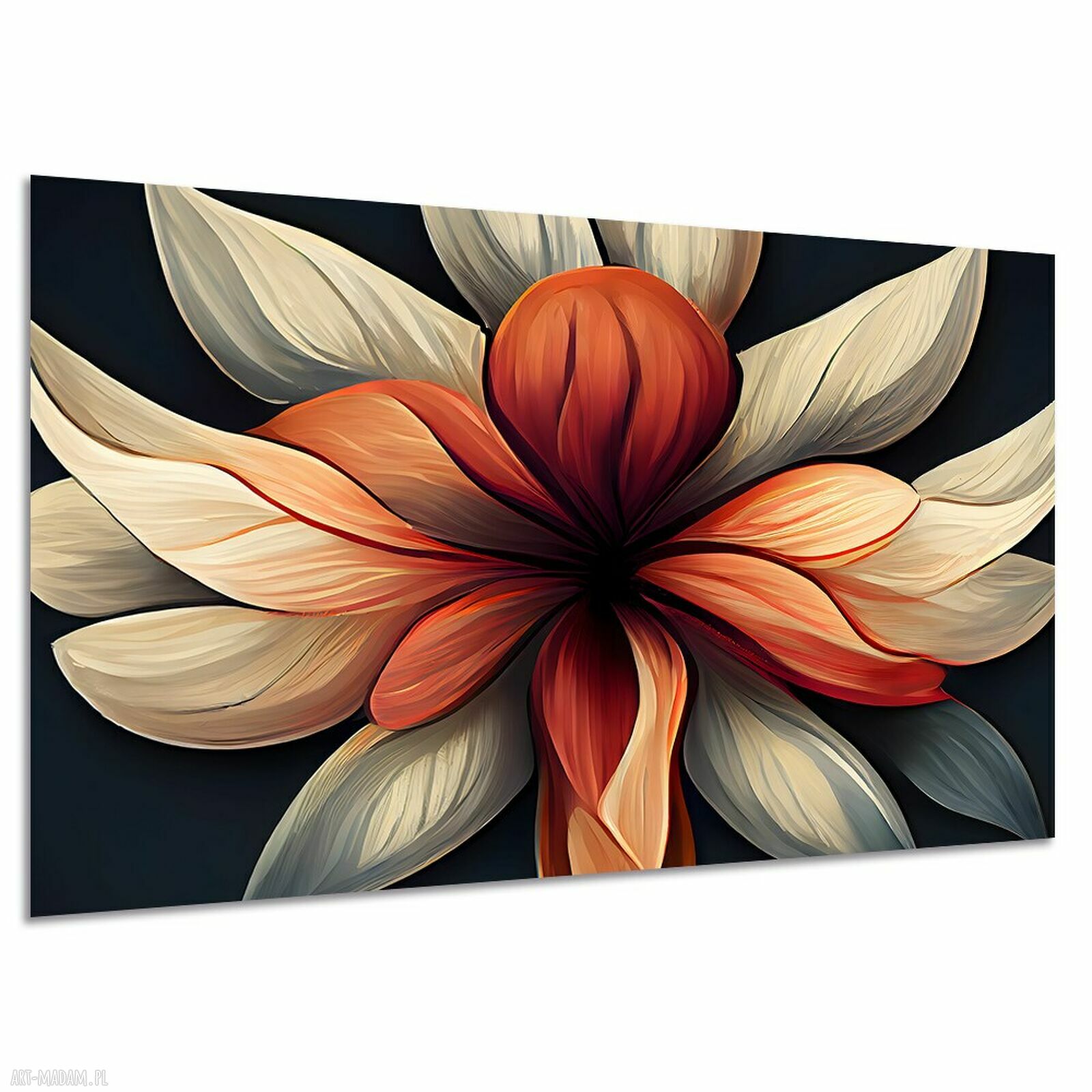 Obraz na płótnie z kwiatami 120x80 cm - pomarańczowy i beżowy