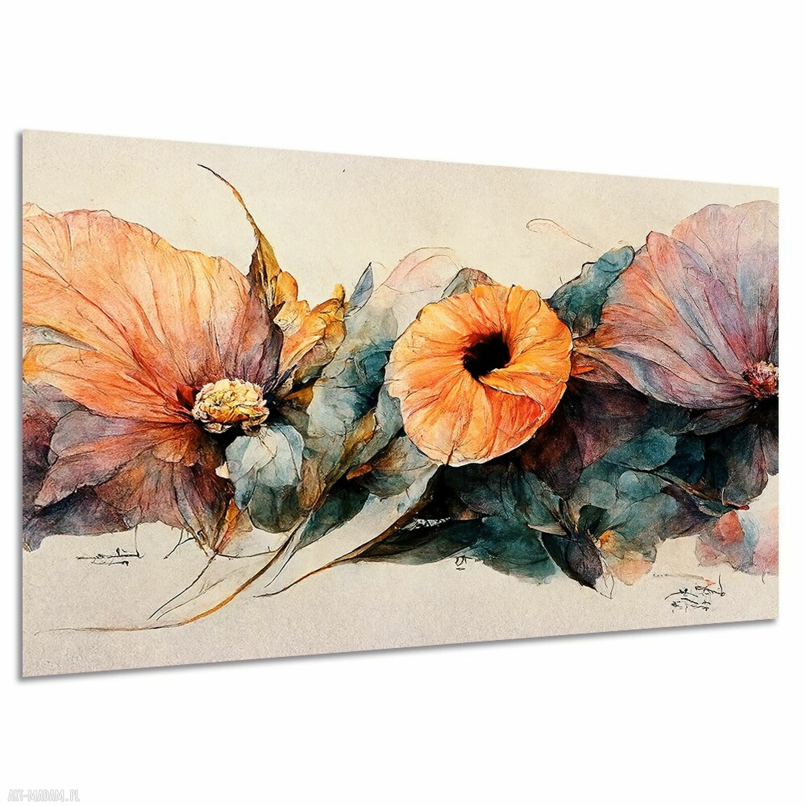 Obraz na płótnie z kwiatami w stylu boho 120x80 cm