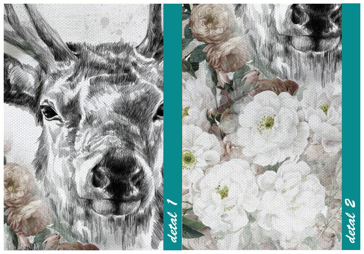 Obraz na płótnie 80x100 cm - Jeleń w kwiatach (wysyłka 24h)
