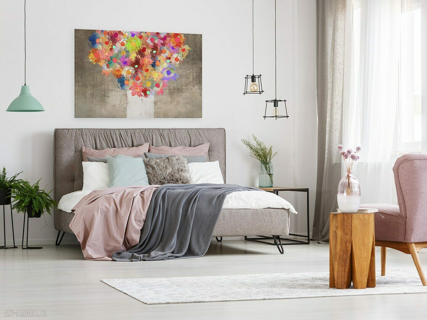 Obraz na płótnie - KWIATY KOLOROWY - 120x80 cm (69601)